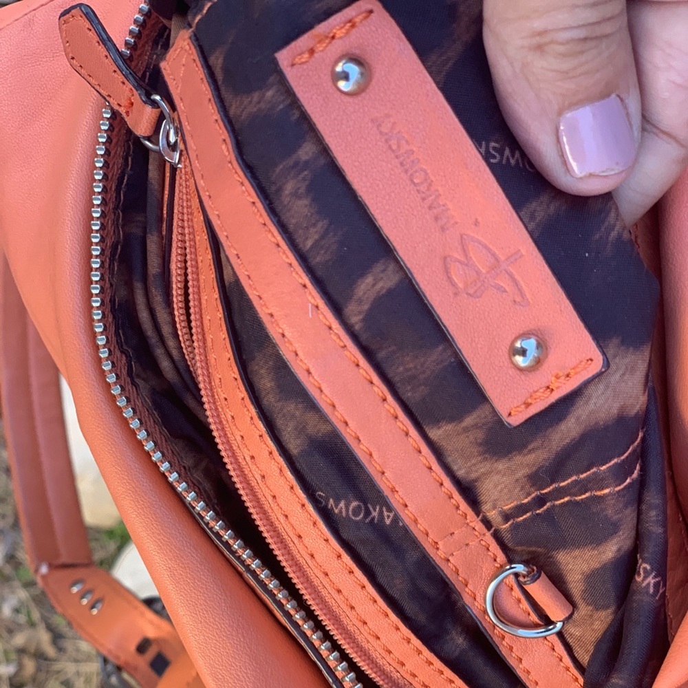 b. makowsky Coral Leather Hobo with Stud and Buckle Details - Picture 8 of 14
